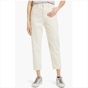 AG Adriano Goldschmied Renn high waist barrel cropped jeans ecru cream new 29